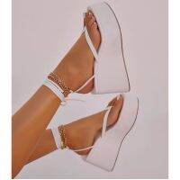 Hot sell Womens sandals Fashion Chain Flip Flops Women Clip Toe Thong Platform Lace Up Ladies Casual Gladiator Sandals Shoes Wedges