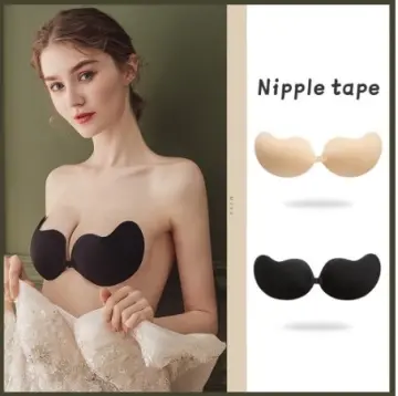 Women Skin Black Color Invisible Reusable Silicone Bust Nipple Cover Lady  Stickers Breast Self Adhesive Lift Tape Strapless Bra - AliExpress