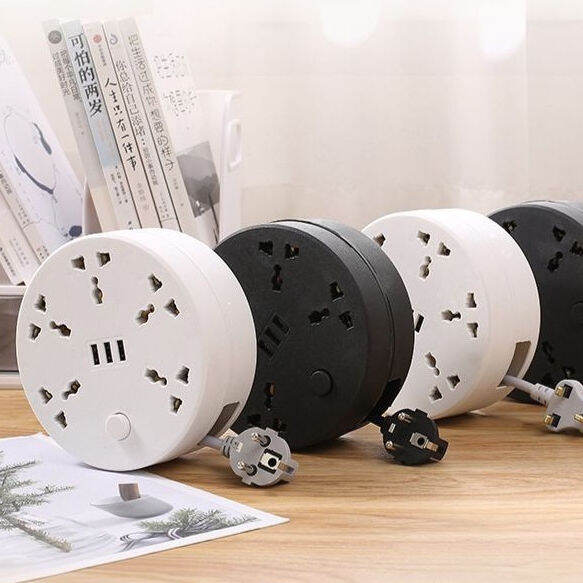 Extension wire round shape USB power outlet extension cord with