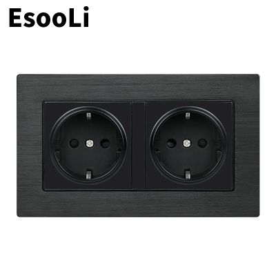 【NEW Popular】 EsooLi Black 146Mm X 86Mm AluminumPanel WallEU StandardOutlet 16 Aoutlet ElectricalOutlet มาตรฐาน
