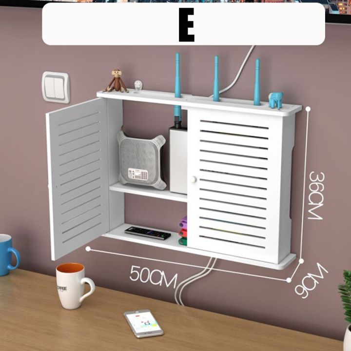 กล่องเก็บห้องนั่งเล่นไร้สายชั้นวางติดผนังขนาดใหญ่1ชิ้น-ชั้นวางของแบบขายึดปีกกาสายไฟขนาดใหญ่เราเตอร์อินเตอร์เน็ตไร้สายในห้องนอน