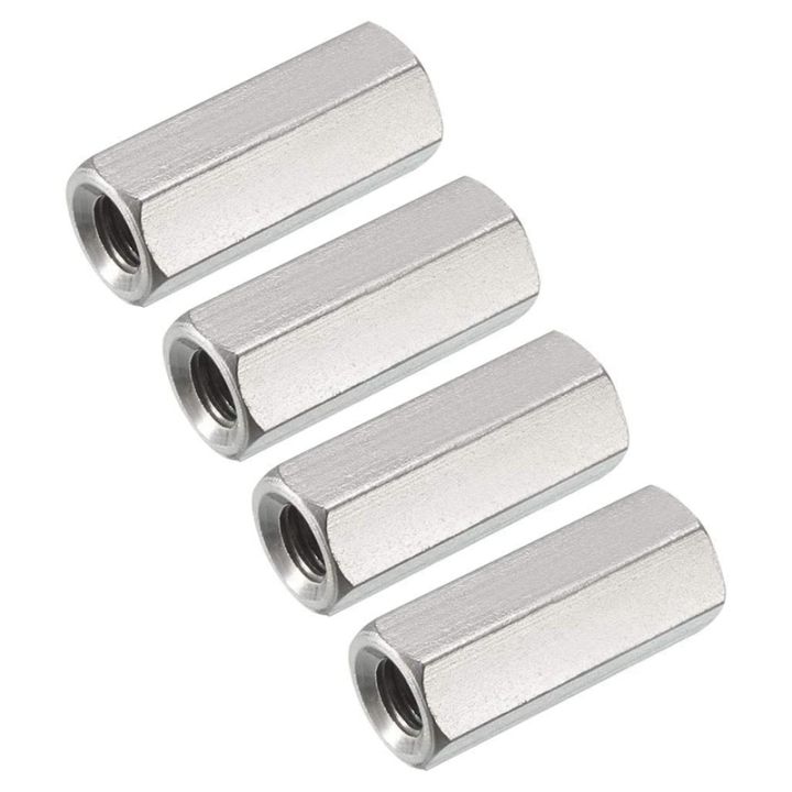 4pcs-m6-x-1-pitch-25-mm-long-304-stainless-steel-metric-hexagon-stud-extension-hexagon-nut