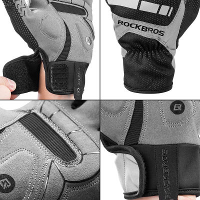 ROCKBROS Cycling Bicycle Gloves Touch Screen Thermal Windproof Bike Gloves Keep Warm Autumn Winter Thick Sport Gloves Equipment