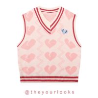 Theyourlooks  พร้อมส่ง Heart bubble vest เสื้อกั๊กลายหัวใจ สีชมพู ‍️ (TYL372)