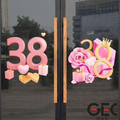 [COD] 38 Goddess Womens Day Static Sticker Shopping Mall Glass Door Window Layout Activity Atmosphere