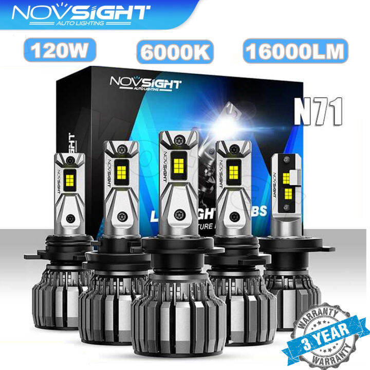 Novsight N71 H4 Car LED Headlight 120W 16000LM 6000K Bulb For Car white