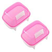 2X Pink White Small Hamsters Bathing Sand Cage Pet Bathroom 10 x 7 x 7cm