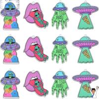 LINGIT 4รูปแบบ UFO Flying saucer spaceship Charms อะคริลิค ยูเอฟโอส UFO Mouth พร้อมเครื่องรางเอเลี่ยน น้ำหนักเบามาก เครื่องรางเอเลี่ยนในจักรวาล สำหรับตกแต่งพวงกุญแจ