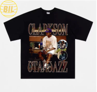 LD CLarkson vintage แขนสั้น NBA Clarkson รุ่นเฮฟวี่เวตพิมพ์ลายทรงหลวมสไตล์อเมริกันวินเทจ T-shirt เสือผ้าผู้ชาย