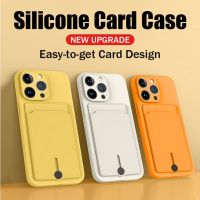 Card Slot Silicone Phone Case 14 13 12 11 Pro Max 14 Plus Phone Casing Shockproof Candy Color With Carema Protection Cover FNCW