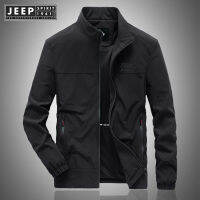 JEEP SPIRIT 1941 ESTD 2021 ชายเสื้อแจ็คเก็ตหลวมคอ Casual Mens TOP บางกีฬาสีทึบเสื้อ