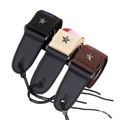 Electric Guitar Strap Acoustic Folk Guitarra Straps Cotton Leather Head Pentagram Guitar Straps with Pick Pocket Accessories Guitar Bass Accessories