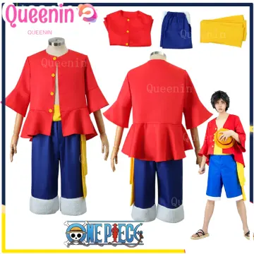 DAZCOS Luffy Cosplay Wano Country Anime Costume Outfit Shirt Pants