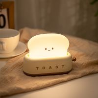 【CW】 Toast Night Bread Maker Lamp Rechargeable Desk Timer Bedroom Bedside Lamps