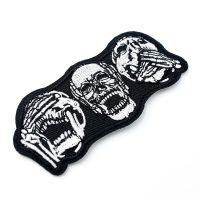 SKULL ขนาด: 4.2X9.5 ซม. ผ้า Patch Badge ปักน่ารักป้าย Hippie เหล็กบนแพทช์การ์ตูนเด็กสำหรับเสื้อผ้าสติกเกอร์หัวเราะ-iodz29 shop