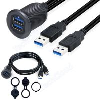 Kabel ekstensi panel USB3.0 port ganda 1m kabel ekstensi USB dasbor sepeda motor perahu truk mobil dengan penutup tahan debu