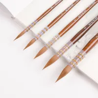 High Quality Kolinsky Sable Hair Mixed Watercolor Painting Brush Mop Hook Pen Round Head Brown Wooden Handle 101R MU HE ART