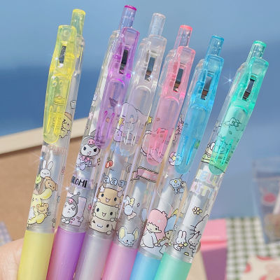【Free Shipping】4Pcs Sanrio ปากกาหมึกเจลกด0.5มม. สีดำการ์ตูนปากกาหัวแร้งใสเครื่องเขียนนักเรียน