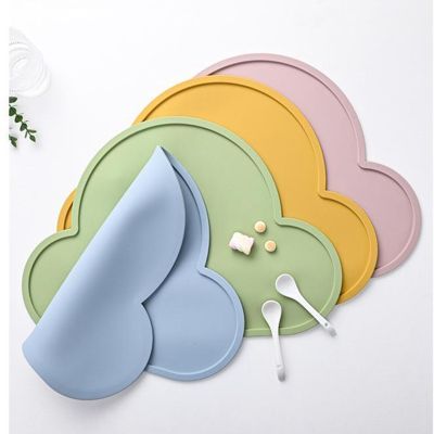 Silicone Placemat Cloud Shape Food Grade Heat Resistant Kids Plate Mat Kids Portable Placemat for Dining Table