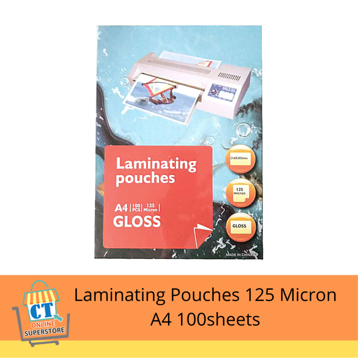 Gloss Laminating Pouches 125 Micron A4 (216mmx303mm) 100 sheets Lazada PH