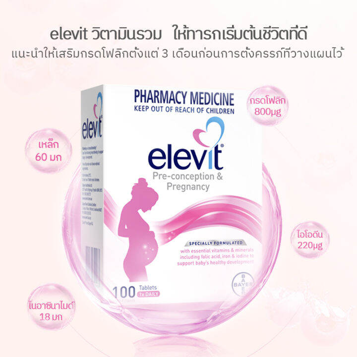 Elevit pregnancy and breastfeeding with DHA+choline 60caps exp 04/2025 จัดส่งจากประเทศไทย