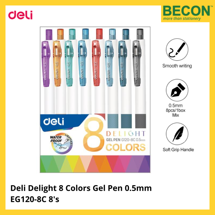 Deli Delight 8 Colors Gel Pen 0.5mm EG1208C 8's Lazada