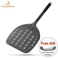 PizzAtHome 12 Inch Apple Shape Perforated Pizza Peel Pizza Shovel Aluminum Hard Coating Pizza Peel Paddle Short Pizza Tool