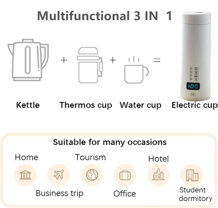 กาต้มน้ำไฟฟ้าพกพาถ้วยน้ำร้อนเครื่องทำกาแฟขนาด220v-รักษาความอบอุ่นกระติกน้ำสำหรับเดินทางได้กาแฟหม้อต้มน้ำห้องครัว