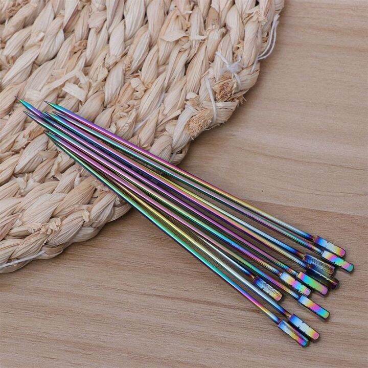 10pcs-stainless-steel-cocktail-picks-fruit-sticks-toothpicks-appetizer-pick-for-party-bar-square-head