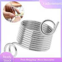 X ADORNMENT แหวนถักนิตติ้งสำหรับสวมนิ้วอุปกรณ์เย็บผ้าไหมพรมสปริงสำหรับเครื่องมือสแตนเลส