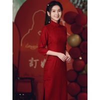 [COD] Toast long-sleeved cheongsam wedding back door bride autumn new Chinese style large size fat mm engagement dress slim