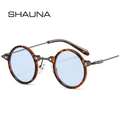 SHAUNA Retro Steampunk Small Round Sunglasses Women Fashion Clear Ocean Gradient Lens Shades UV400 Men Punk Sun Glasses