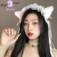 NightFire  เครื่องประดับผม หูแมว ขนนุ่มติดโบว์ตกแต่ง Women Cat Ear Costume Fashion