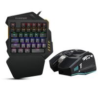 BLOODBAT Gaming Keyboard and Mouse Combination,Programmable 9-Key LED 4000DPI Mouse Keyboard, One-Hand Mechanical Keyboard, Mouse Keyboard for Gaming Competition, Suitable for PUBG FPS Games