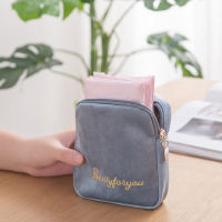 【cw】Fashion Velvet Cosmetic Bag Girls Sanitary Napkin Pad Pouch Napkin Storage Bag Coin Money Card Lipstick Storage Bag Wallet Baghot