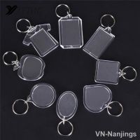 5pcs/lot Rectangle/Heart/Round Styles Transparent Blank Acrylic Insert Photo Picture Frame Keyring Keychain DIY Split Ring Gift