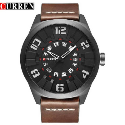 Relogio Masculino Curren Sports Wristwatch Display Date Men&amp;apos;s Quartz Watch Leather Strap Waterproof Male Clock