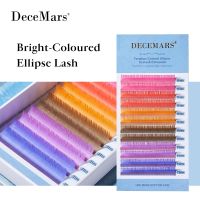 Decemars ขนตาวงรีต่อขยายสีสดใสแบบแบน