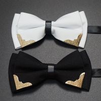 Mens Solid Black White Bow Ties Formal Dress Wedding Bowties For Men Women Leisure Metal Bling Butterfly Bowknot Banquet Cravat Nails Screws Fastener