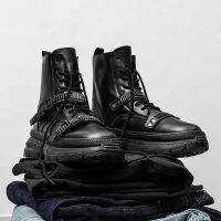 Men Boots British Locomotive Boots Personality Fashion Martin Boot Winter Black Round Toe Outdoor Male Locomotive Tooling Boots