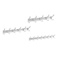 White Coat Hooks, Wall Mounted Coat Rack Aluminum Alloy Towel Rope Hook Moveable Dual-Hooks for Bathroom