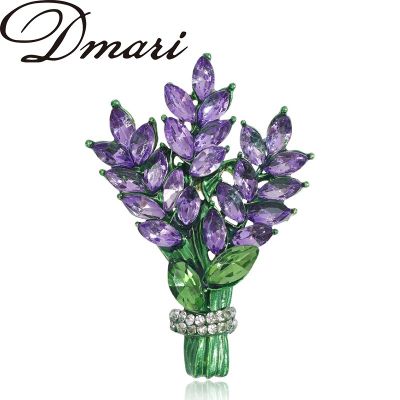 Dmari Women Brooch Romantic Crystal Lavender Flower Lapel Pins OL Accessories Lavender Botany Vindicate Gifts Luxury Jewelry