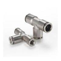 ทองแดงชุบนิกเกิล Quick Screwing Fittings PE 4-16Mm Hose Tee Penumatic Fitting Quick Connectors