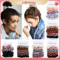 J-BRITNEY 4/6ชิ้น/เซ็ตตรงกับผ้าไหม/กำมะหยี่อุปกรณ์ผมยืดหยุ่นยางรัดผมเชือกมัดผมวินเทจ