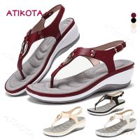 Atikota Women S Sandal 2022 New Flip-Flop Outsole Metal Decorative Buckle Beach Sandals For Women