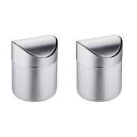 2X Mini Trash Can for Desk with Lid Desktop Trash Can Small Tiny Countertop Trash Bin Can for Office Bathroom Kitchen