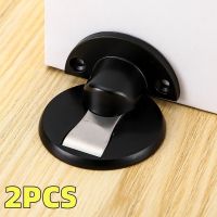 【LZ】﹍¤✺  1/2PCS Punch Free Invisible Door Stop Strong Magnetic Household Bedroom Bathroom Anti Collision Mute Floor Selflocking Stopper