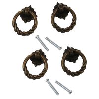 [HOT NNQJKYIYWHG 512] 4Pcs Vintage Cabinet Drawer Dresser Cabinet Pull Handle Knob With Screws Antique Brass