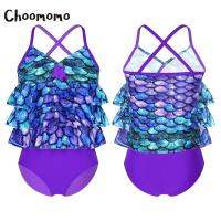 Choomomo เด็กผู้หญิง Multi Mermaid Scales พิมพ์ปลาดาว2Pcs Tankini ชุดบิกินี่ชุดว่ายน้ำฤดูร้อนเสื้อ Bottoms ชุดว่ายน้ำ