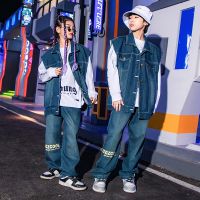 [COD] Hip-hop childrens trendy hiphop spring and summer boys hip-hop denim suit catwalk show female dance